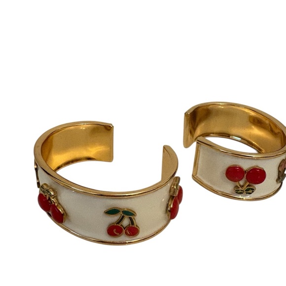 Red and Cream Patterned Cuff Bracelets - Picture 2 of 6